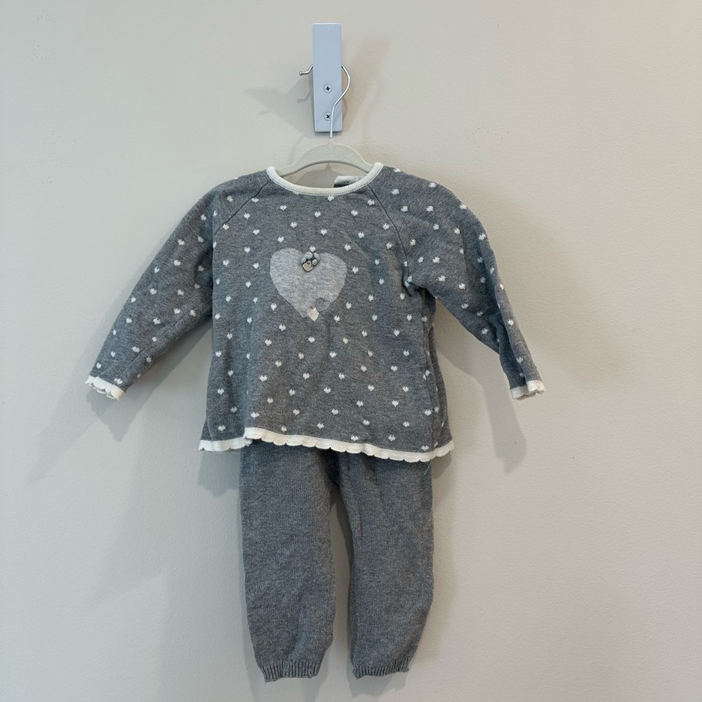 Mayoral Gray Heart Kids matching set size 12m